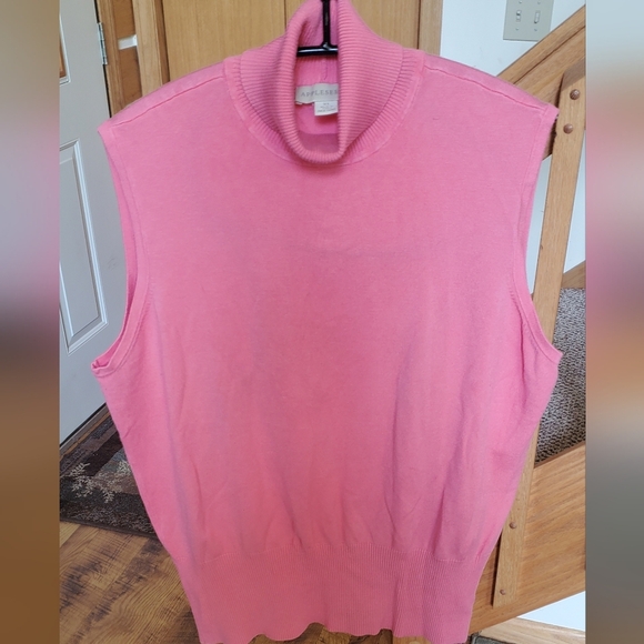 Appleseed's Sweaters - Appleseed's Pink Sleeveless Turtleneck Rayon & Nylon Ribbed Sz. XL Sweater